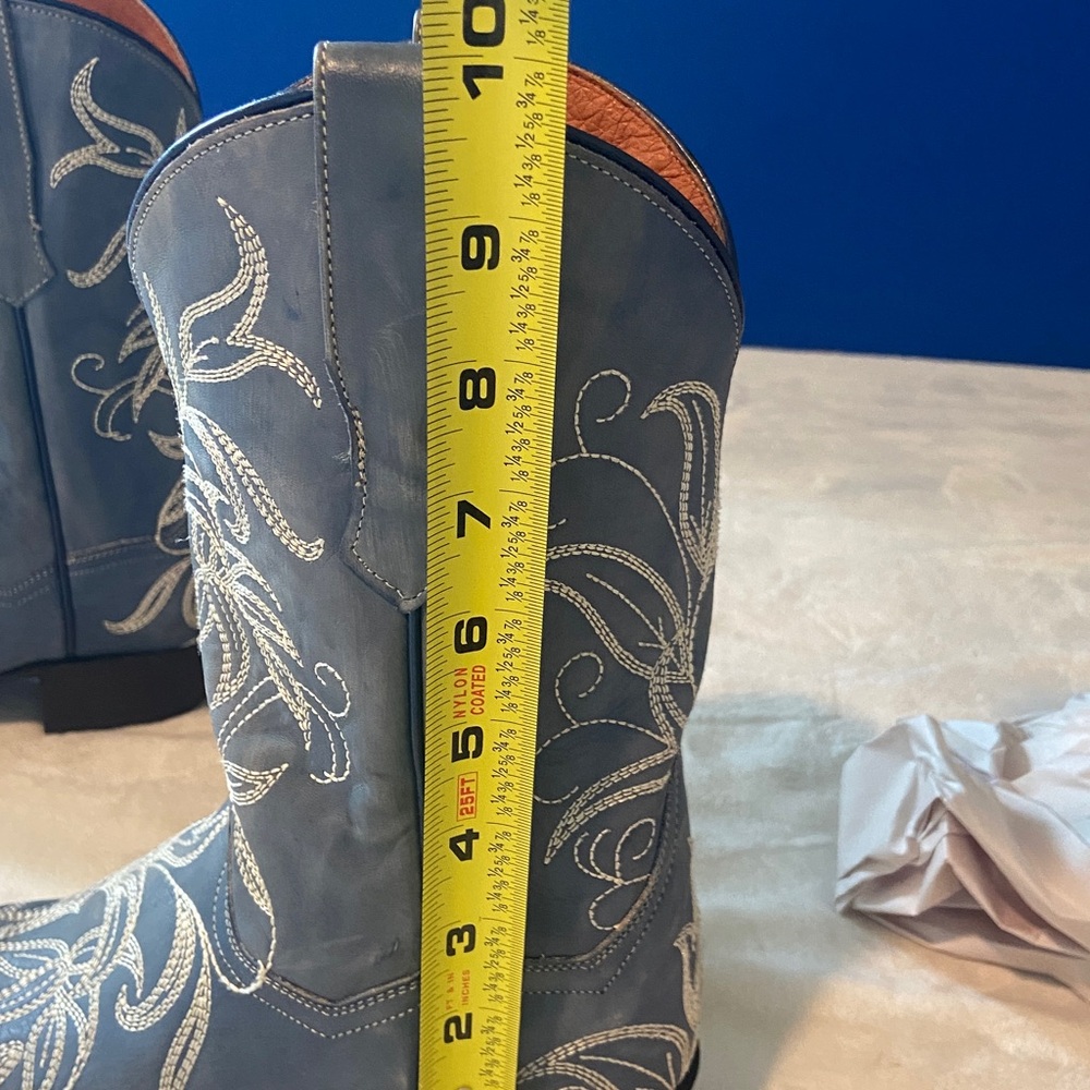 Gorgeous 😍 Dan Post Ladies Blue Cowboy Boots with White Embroidery Size 7 or 7.5 - Picture 12 of 16
